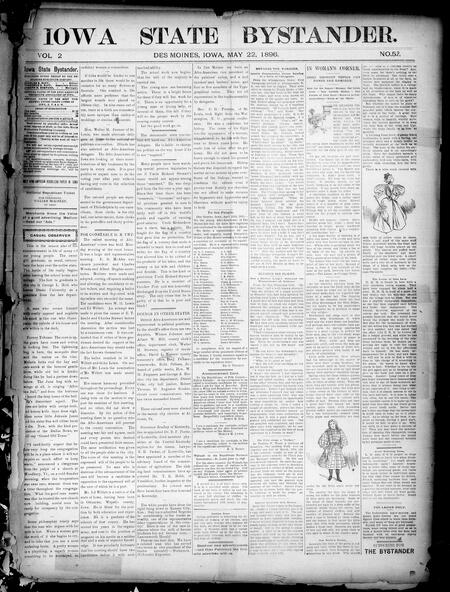 Iowa state bystander. volume 2, number 52, May 22, 1896