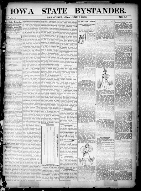 Iowa state bystander. volume 2, number 53, June 5, 1896