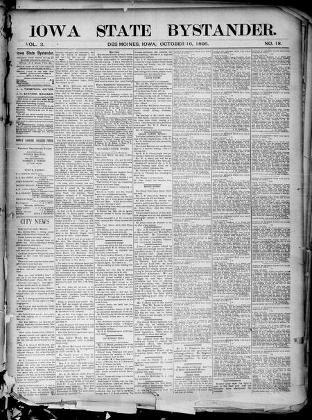 Iowa state bystander. volume 3, number 18, October 16, 1896