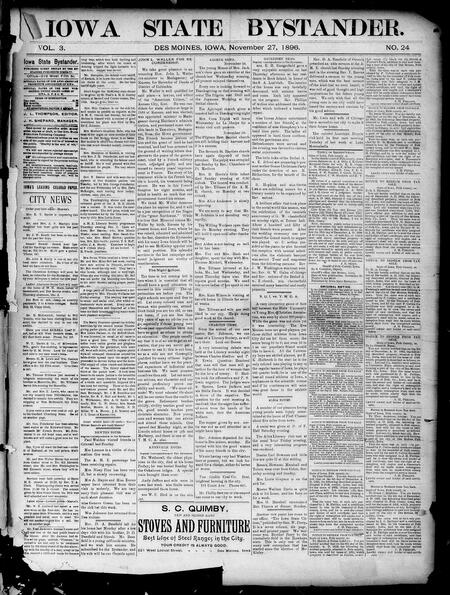 Iowa state bystander. volume 3, number 24, November 27, 1896