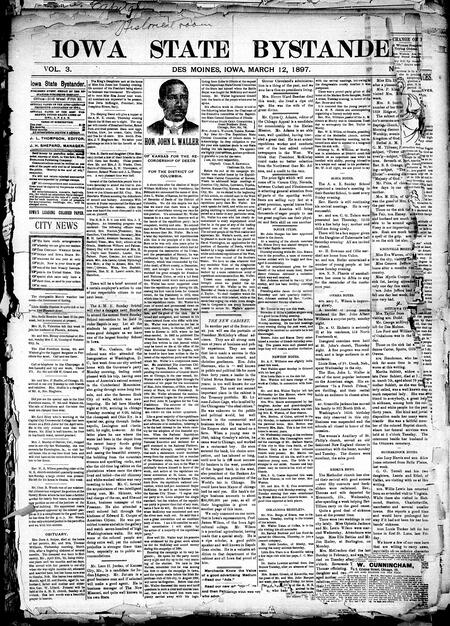 Iowa state bystander. volume 3, number 39, March 12, 1897