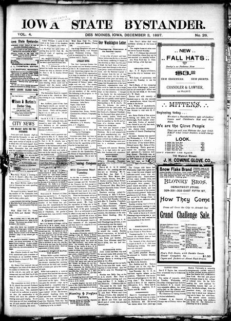 Iowa state bystander. volume 4, number 26, December 3, 1897