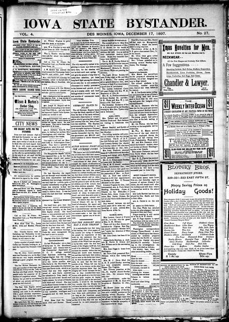Iowa state bystander. volume 4, number 27, December 17, 1897