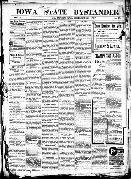 Iowa state bystander. volume 4, number 28, December 31, 1897