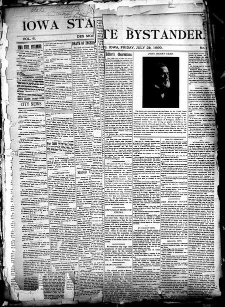 Iowa state bystander. volume 6, number 8, July 28, 1899