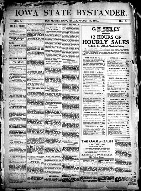 Iowa state bystander. volume 6, number 10, August 11, 1899