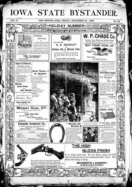 Iowa state bystander. volume 6, number 29, December 22, 1899