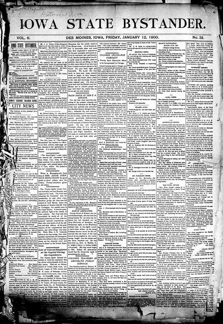 Iowa state bystander. volume 6, number 32, January 12, 1900
