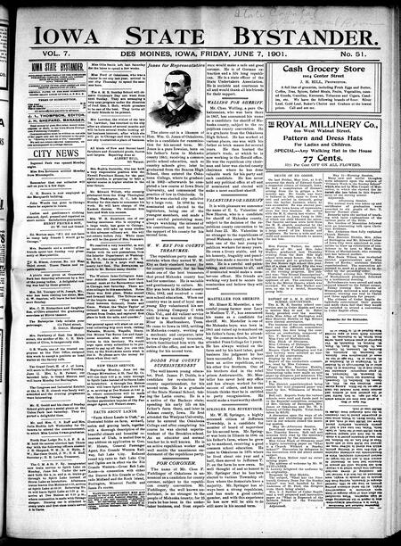 Iowa state bystander. volume 7, number 51, June 7, 1901