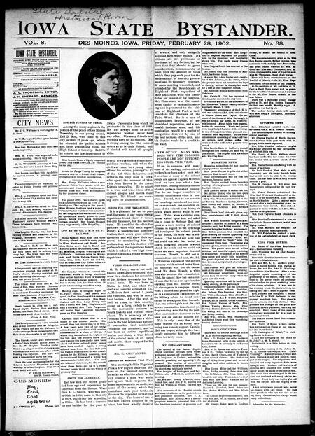 Iowa state bystander. volume 8, number 38, February 28, 1902