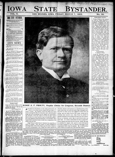 Iowa state bystander. volume 8, number 39, March 7, 1902