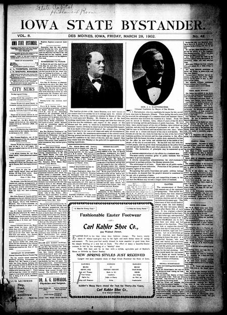 Iowa state bystander. volume 8, number 42, March 28, 1902