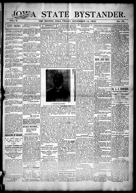 Iowa state bystander. volume 9, number 23, November 14, 1902