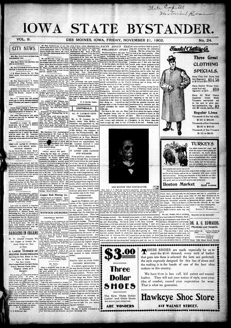 Iowa state bystander. volume 9, number 24, November 21, 1902