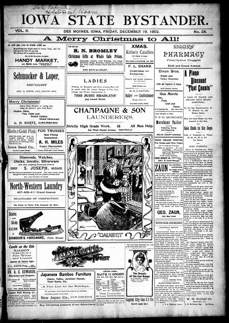 Iowa state bystander. volume 9, number 28, December 19, 1902