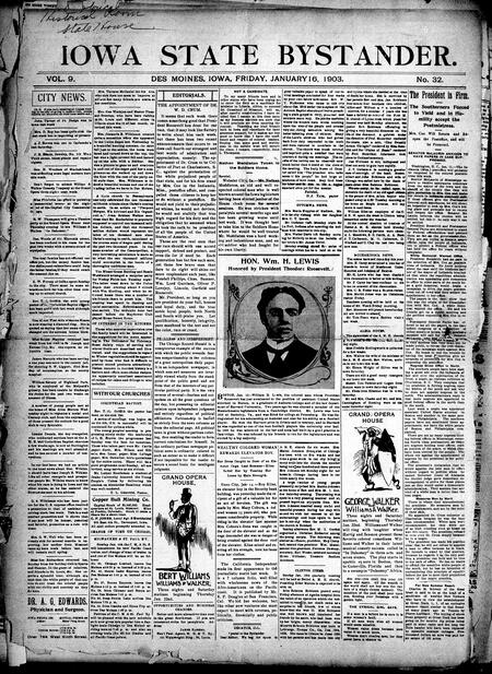 Iowa state bystander. volume 9, number 32, January 16, 1903