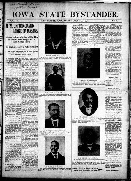 Iowa state bystander. volume 10, number 4, July 10, 1903
