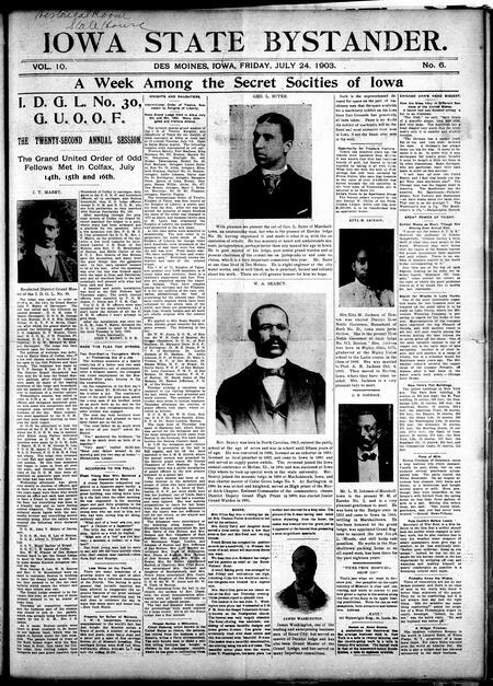 Iowa state bystander. volume 10, number 6, July 24, 1903
