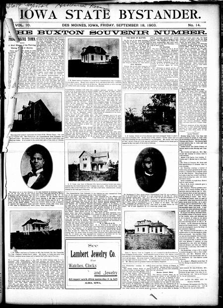 Iowa state bystander. volume 10, number 14, September 18, 1903