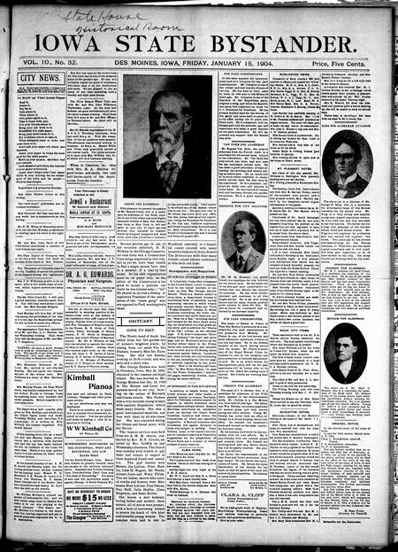 Iowa state bystander. volume 10, number 32, January 15, 1904