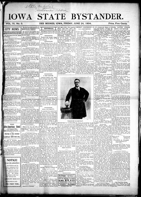 Iowa state bystander. volume 11, number 3, June 24, 1904
