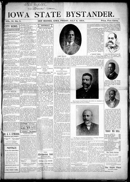 Iowa state bystander. volume 11, number 5, July 8, 1904