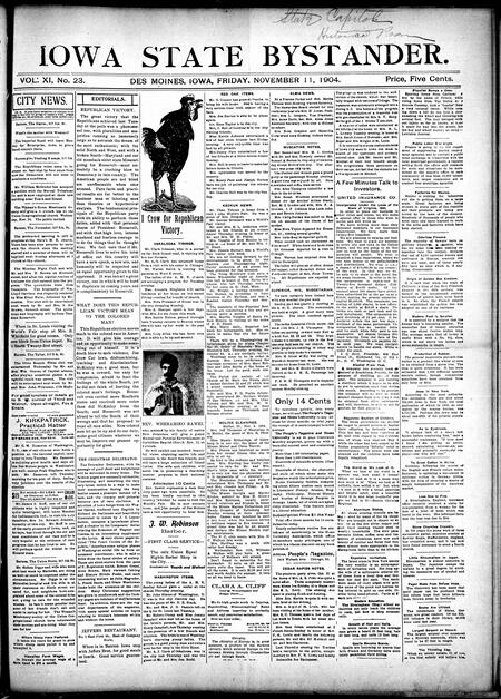 Iowa state bystander. volume 11, number 23, November 11, 1904