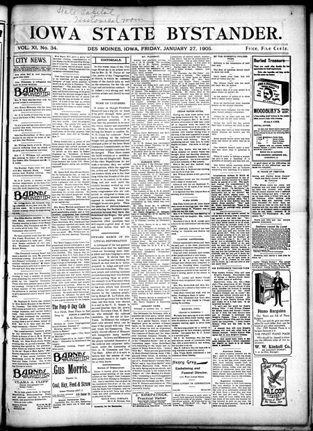 Iowa state bystander. volume 11, number 34, January 27, 1905