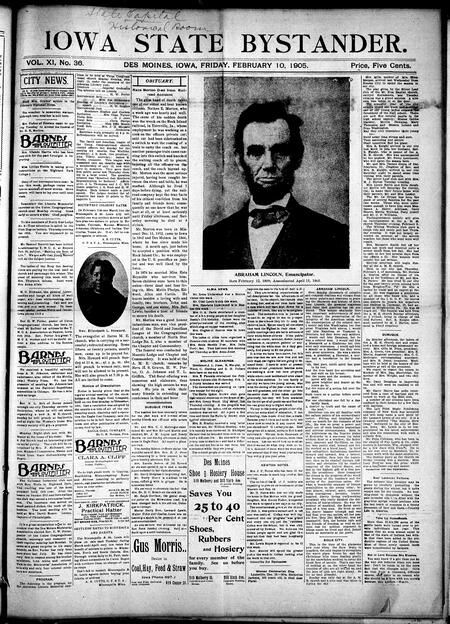 Iowa state bystander. volume 11, number 36, February 10, 1905