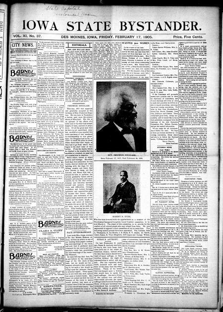Iowa state bystander. volume 11, number 37, February 17, 1905