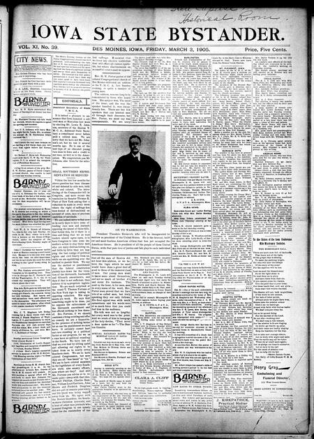 Iowa state bystander. volume 11, number 39, March 3, 1905