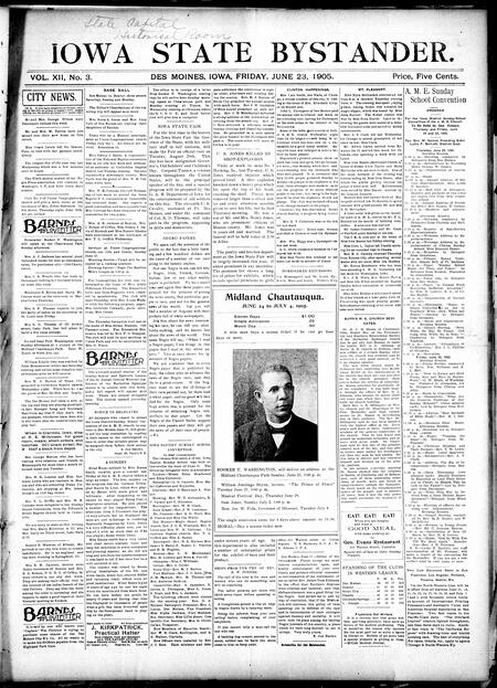 Iowa state bystander. volume 12, number 3, June 23, 1905