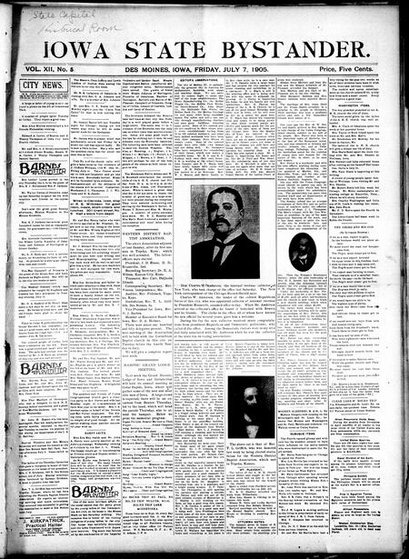 Iowa state bystander. volume 12, number 5, July 7, 1905