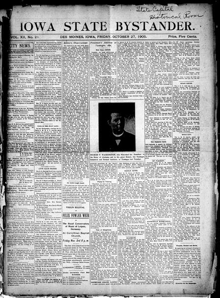 Iowa state bystander. volume 12, number 21, October 27, 1905