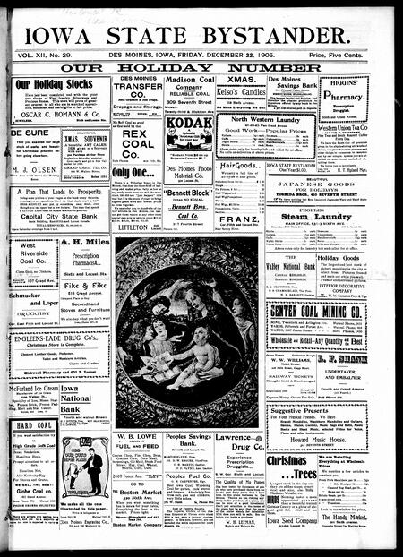 Iowa state bystander. volume 12, number 29, December 22, 1905