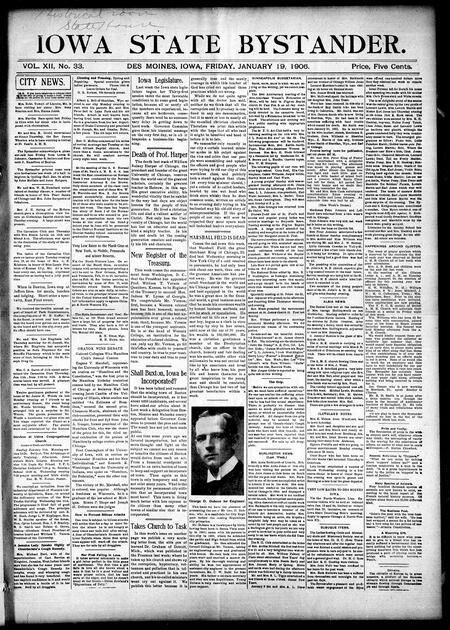 Iowa state bystander. volume 12, number 33, January 19, 1906