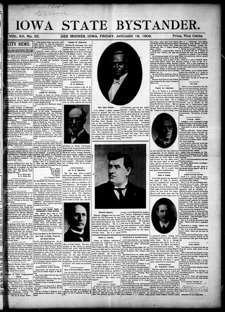 Iowa state bystander. volume 12, number 34, January 26, 1906