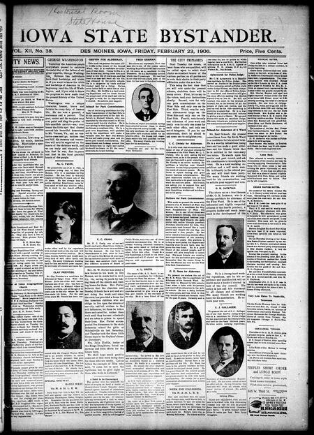 Iowa state bystander. volume 12, number 38, February 23, 1906
