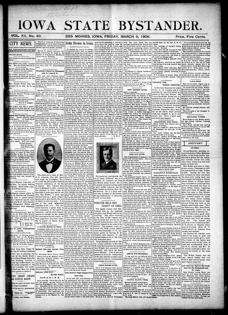 Iowa state bystander. volume 12, number 40, March 09, 1906