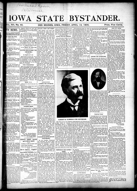 Iowa state bystander. volume 12, number 45, April 13, 1906