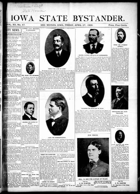 Iowa state bystander. volume 12, number 47, April 27, 1906