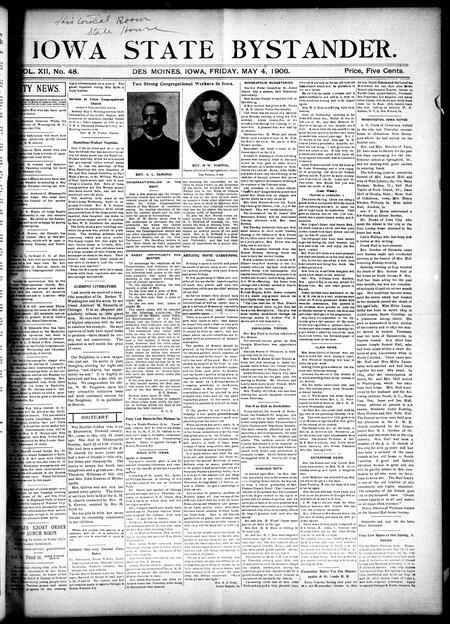 Iowa state bystander. volume 12, number 48, May 04, 1906