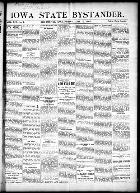 Iowa state bystander. volume 13, number 02, June 15, 1906