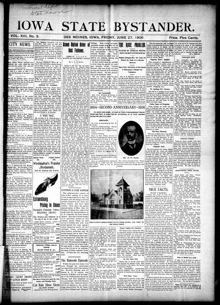 Iowa state bystander. volume 13, number 03, June 22, 1906