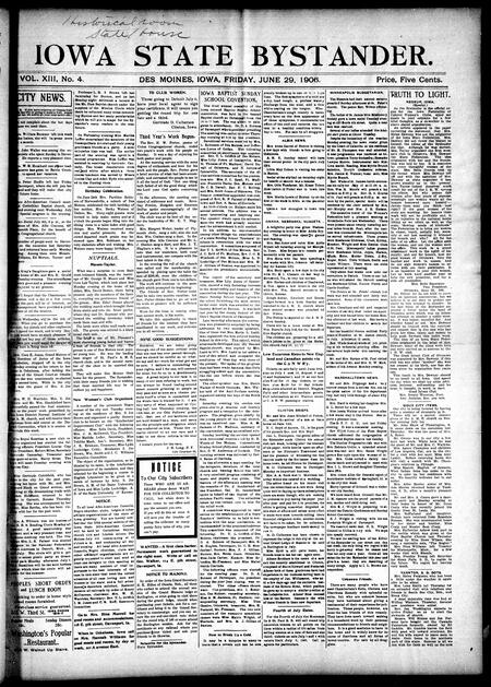 Iowa state bystander. volume 13, number 04, June 29, 1906