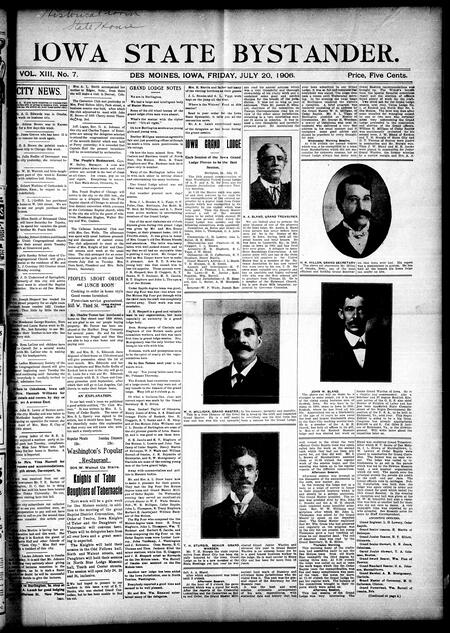Iowa state bystander. volume 13, number 07, July 20, 1906