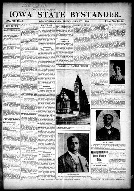 Iowa state bystander. volume 13, number 08, July 27, 1906