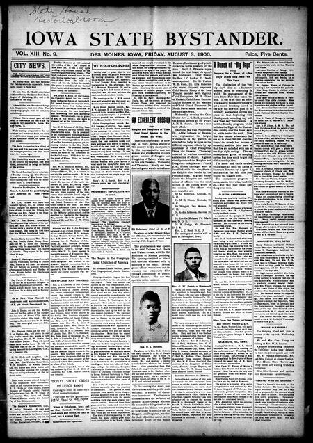 Iowa state bystander. volume 13, number 09, August 03, 1906