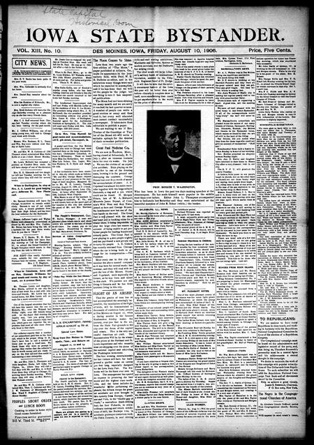 Iowa state bystander. volume 13, number 10, August 10, 1906