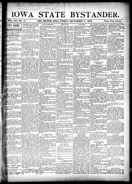 Iowa state bystander. volume 13, number 14, September 07, 1906